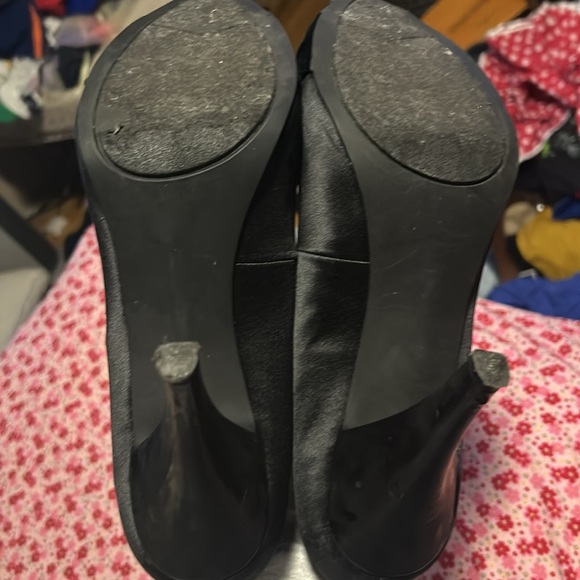 Platinum bp Black Satin Peep Toe Heels - 9.5 - Picture 5 of 5